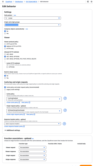 CloudFront Settings for Dynamic HLS Streaming