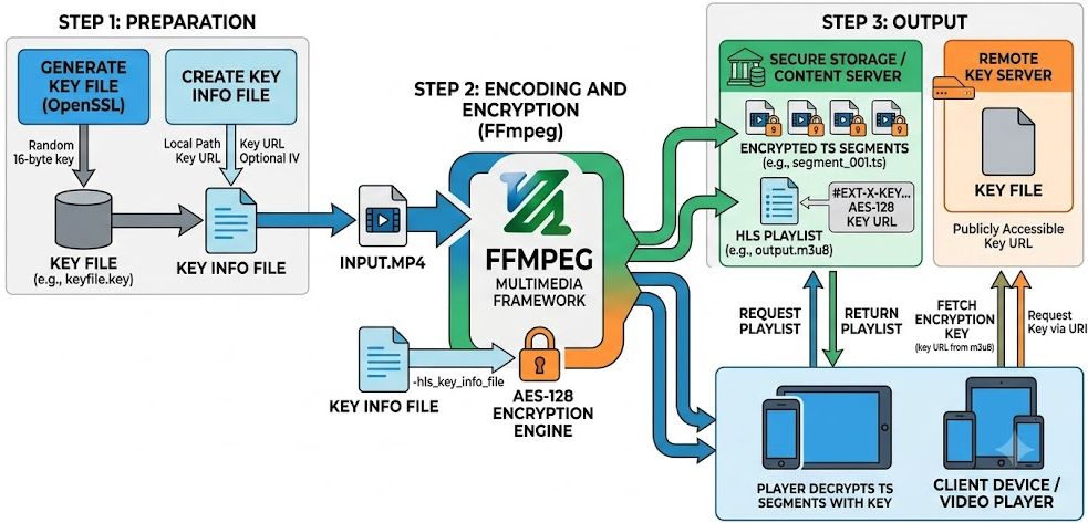 Secure HLS encoding using AES-128 encryption with FFmpeg