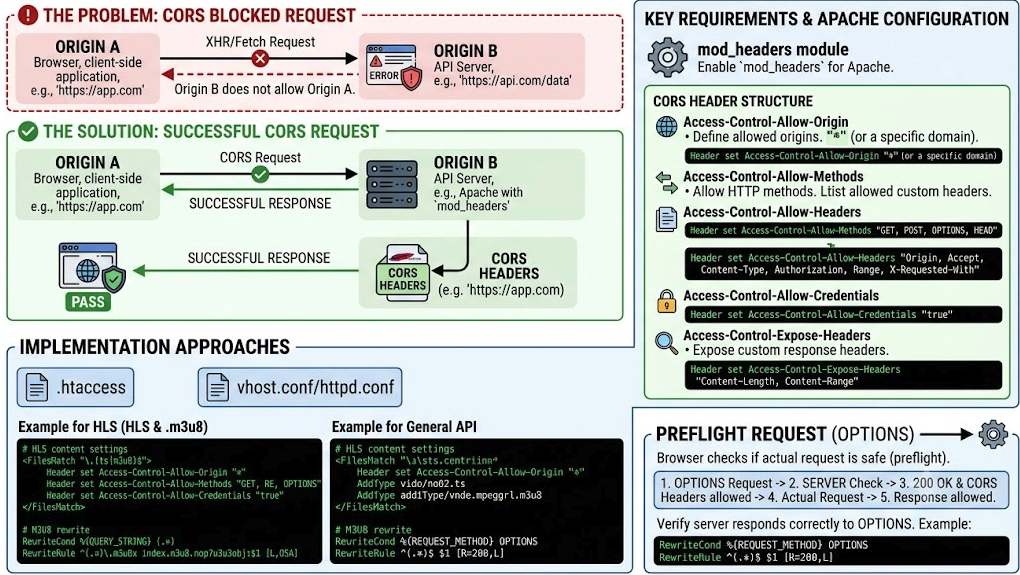 A prefect Apache server settings to avoid CORS error for HLS