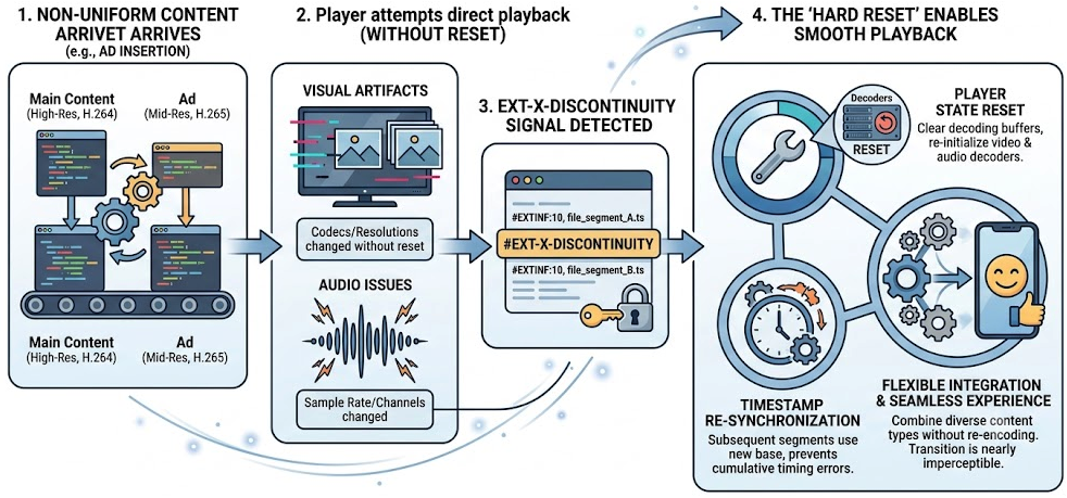 Smooth switching with EXT-X-DISCONTINUITY in HLS
