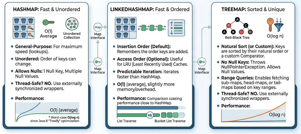 Java Maps: HashMap vs. LinkedHashMap vs. TreeMap Explained