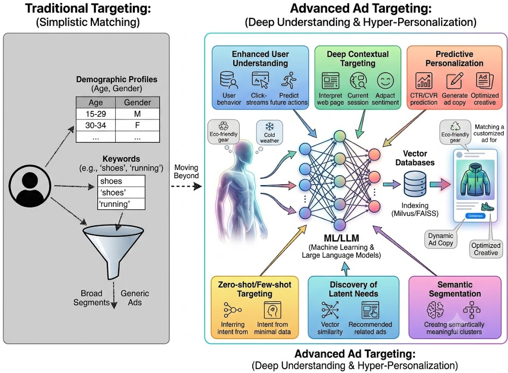 Architecting ML/LLM Ad Targeting with Kafka, Flink, FAISS, and Milvus
