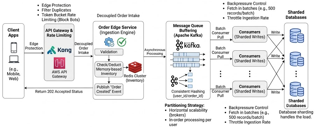 Enterprise-Scale 100k+ TPS Order Processing System Architecture