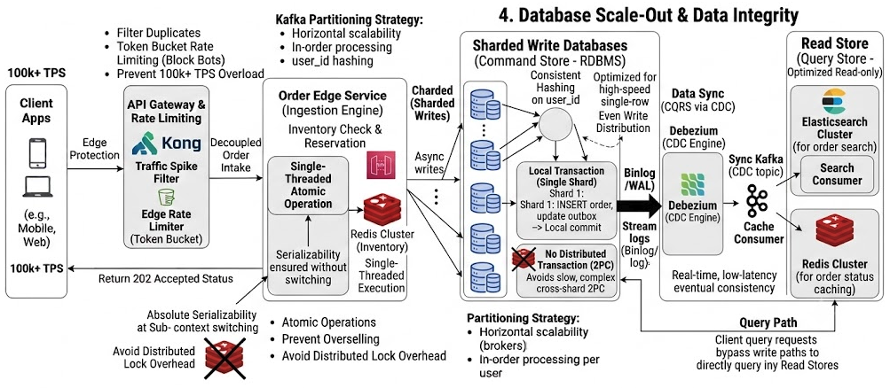 Enterprise-Scale 100k+ TPS Order Processing System Architecture