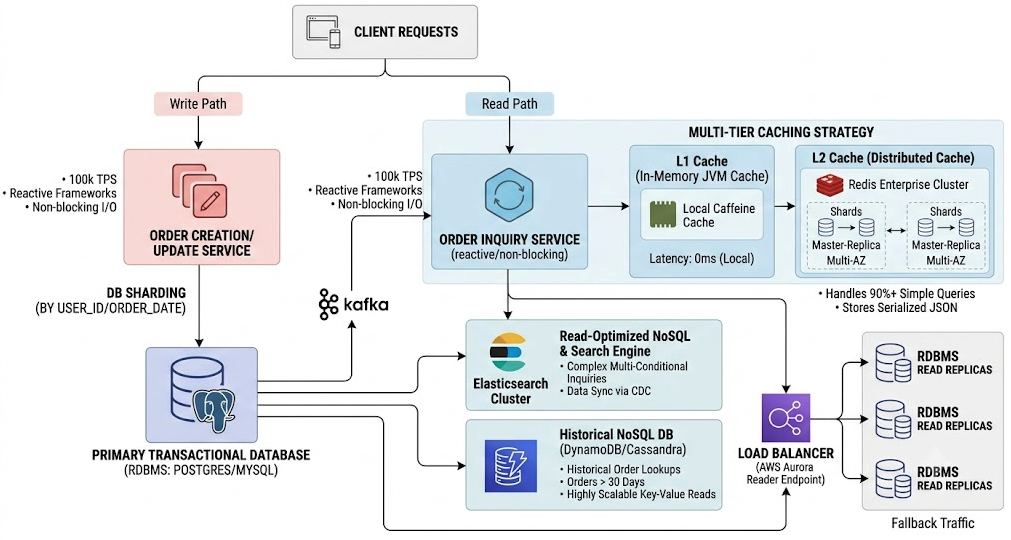 Enterprise-Scale 100k+ TPS Order Tracking System Architecture