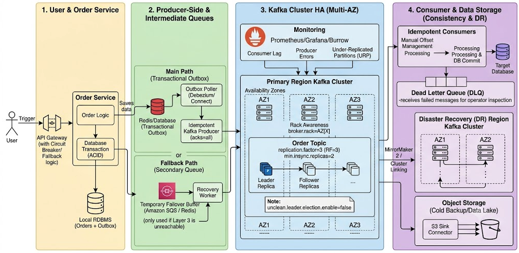 Designing Resilient Infrastructure to Prevent Order Data Loss During Kafka Failures