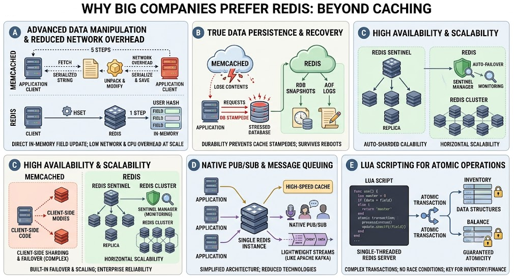 Redis vs Memcached: Why Enterprise Tech Giants Choose Redis