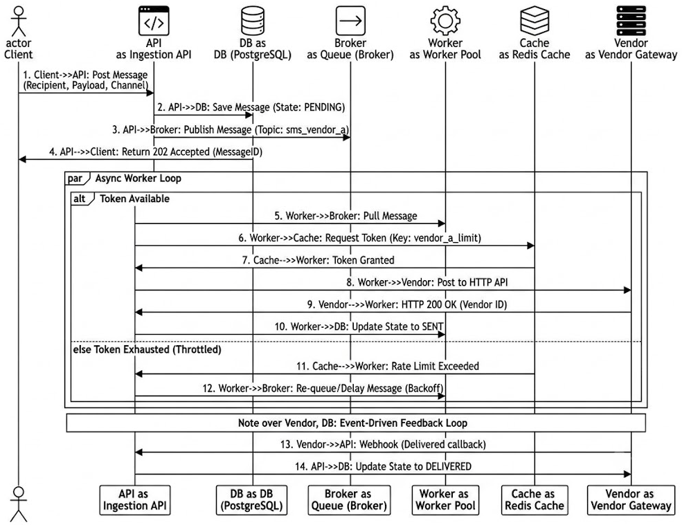 Messaging Platform with Limited TPS based on the vendor
