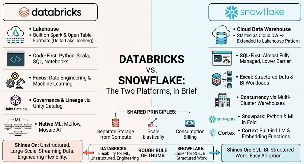 Embeddings on the Lakehouse: What Snowflake and Databricks Actually Do (and Don't)