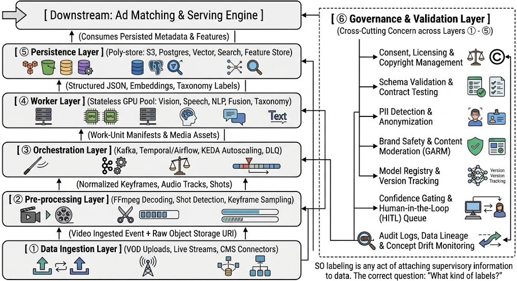 End-to-End Contextual Video Processing Architecture for AdTech