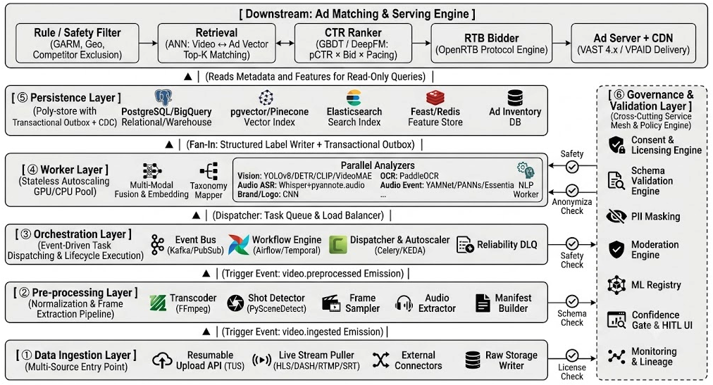 End-to-End Contextual Video Processing Architecture for AdTech